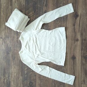 4 NWOT Skims Marble White Off White Long Sleeve Smooth Cotton Shirts Tops